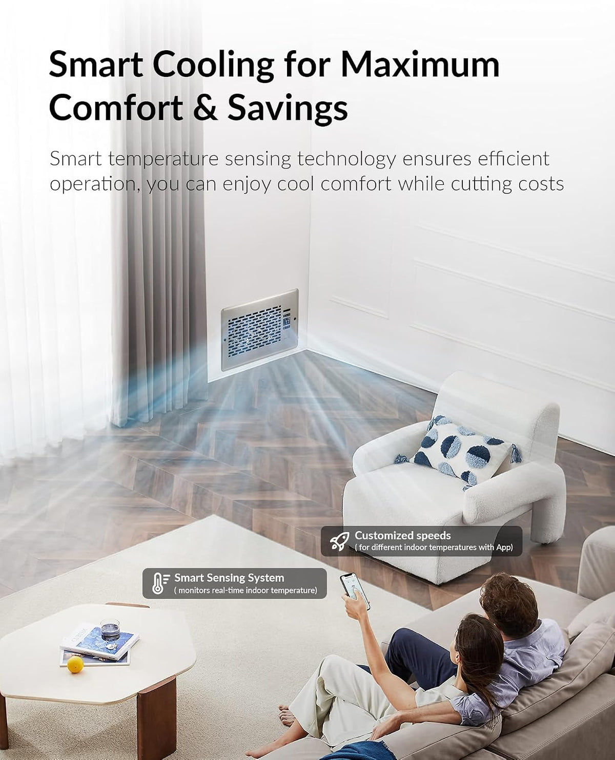 Howeall 4" x 10" Super Quiet Register Booster Fan - Upgrade Smart Register Vent with Ionizer and Dual Intelligent Thermostat Control - Heating Cooling Vent Fan Booster - Charleston Design (ORB)