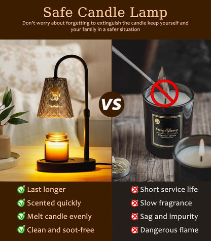 Candle Warmer Lamp with Timer - Electric Candles Wax Warmers Glass Lamps