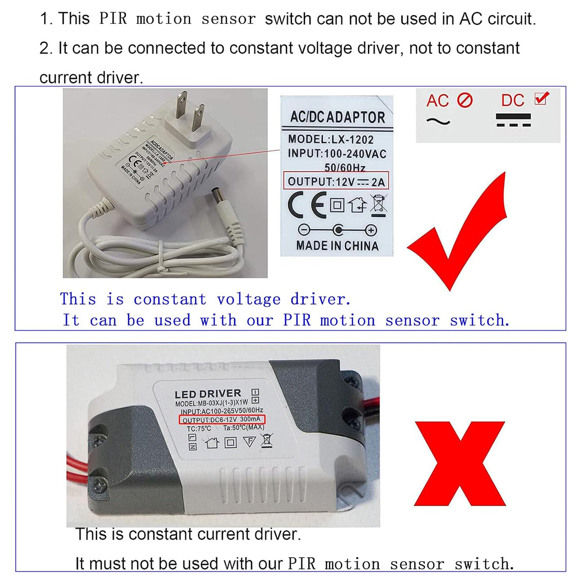 Motion Sensor Switch, DC 3.7v to 24V 4A PIR Motion Sensor for LED Lights, Mini Infrared Sensor Switch That can be Built into The Light bar or Box (1037）, 1037