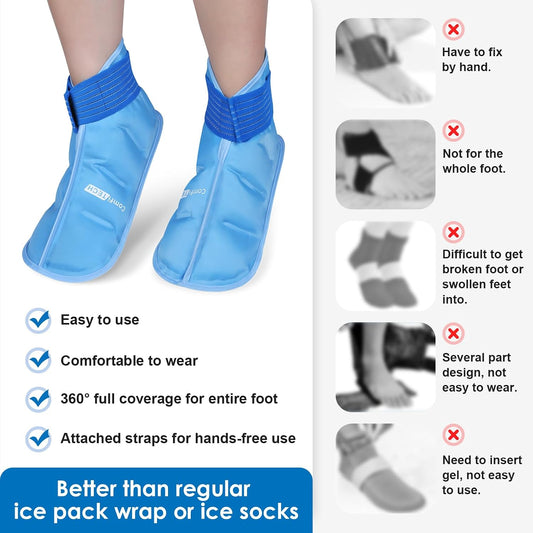 ComfiTECH Foot Ice Pack Wrap for Feet, Cooling Boot for Ankle, Cold Heel Pad for Plantar, Medium | Cold Heel Pad for Plantar, Reusable Cold Gel Relieves Plantar Fasciitis Soreness