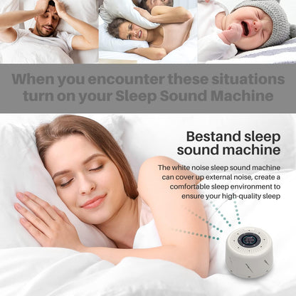 Real Fan White Noise Machine Sleep Sound Machine with Smart Mode, Timer & LED Display for Better Sleep, Office Privacy, Travel & Baby (White)