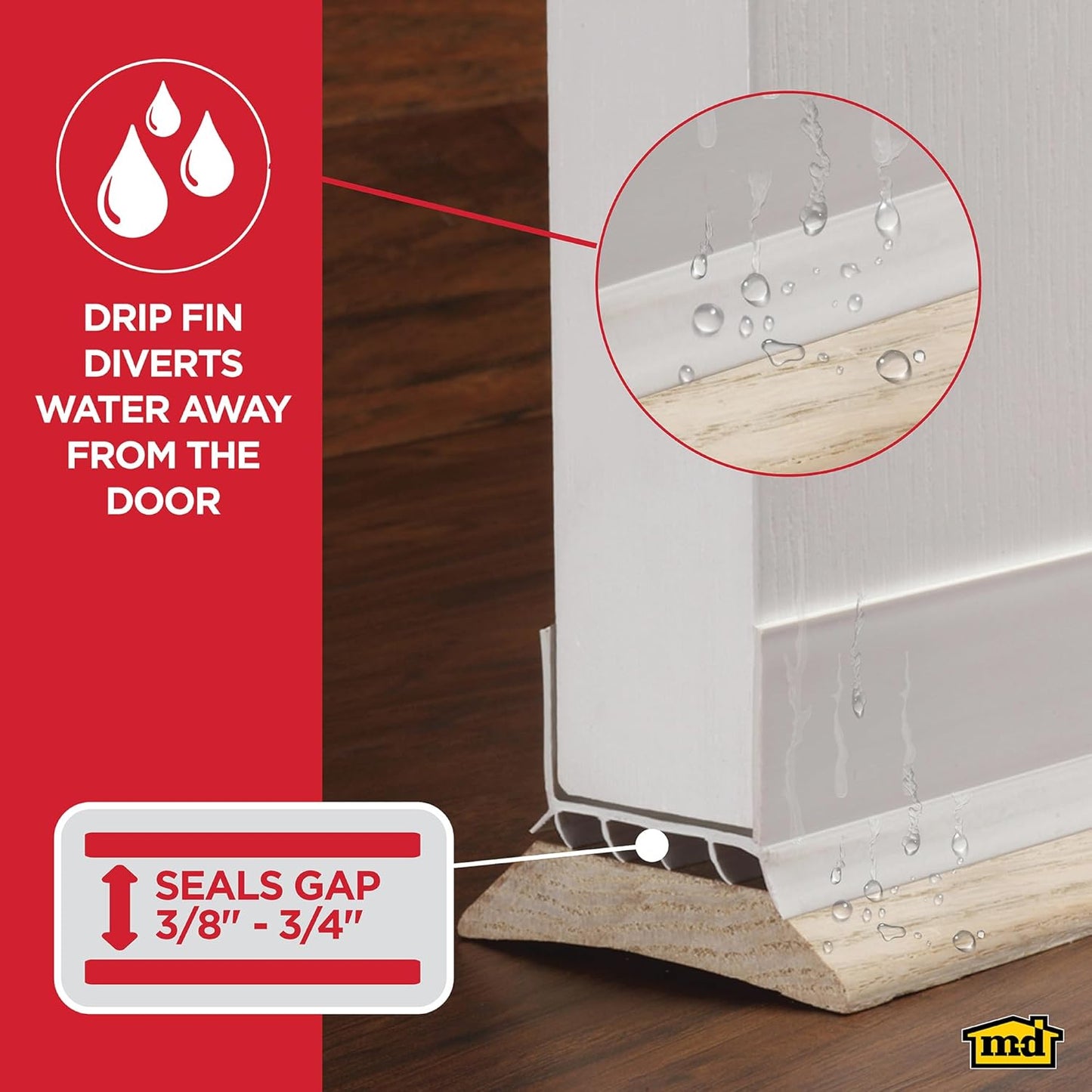 M-D Building Cinch® Slide-On U-Shaped Vinyl UDS, Brown, 36in 2pk | Rigid and Flexible Vinyl, Blocks Drafts Moisture Dust Insects, Compression Fit, No Hardware Required, Cut-to-Length