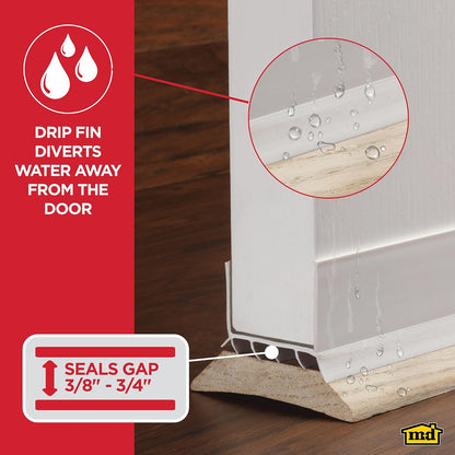 M-D Building Cinch® Slide-On U-Shaped Vinyl UDS, Brown, 36in 2pk | Rigid and Flexible Vinyl, Blocks Drafts Moisture Dust Insects, Compression Fit, No Hardware Required, Cut-to-Length