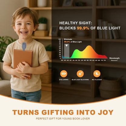 Rechargeable Kids Book Light, Cute Bookmark Reading Light for Kids, Dimmable Portable LED Book Light for Reading in Bed, Eye-Caring Bedtime Reading Lamp for Children & Travel, Brown