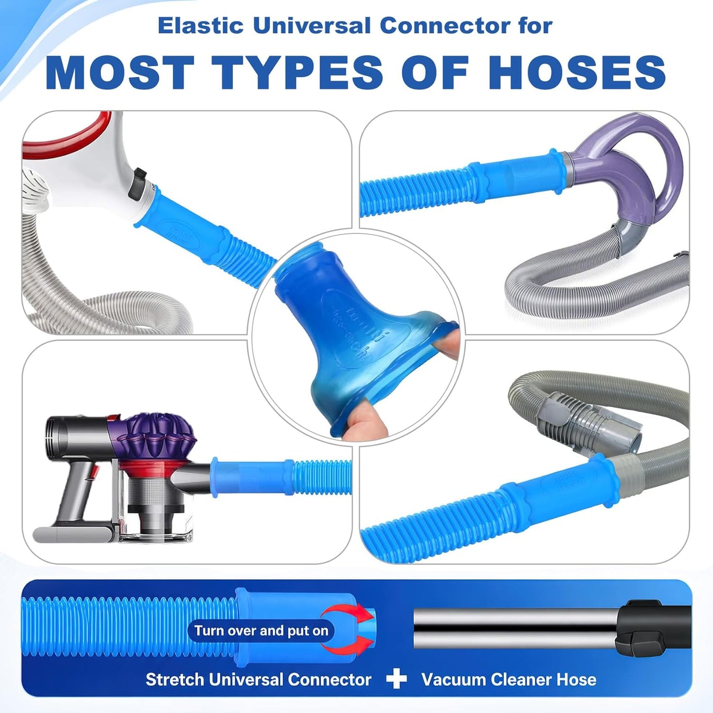 PetOde 5Pack Dryer Vent Cleaner Kit Vacuum Hose Attachment Blue 31.5" | Cleaning Brushes for Refrigerator Coils, Condenser, Window Tracks, Toilets