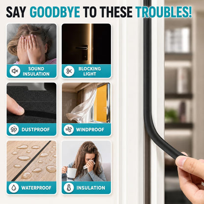 20FT Weather Stripping Door Seal, Self-Adhesive Silicone D-Shaped Seal Strip for Door Frame & Window Gaps, Soundproof Insulation Gap Filler