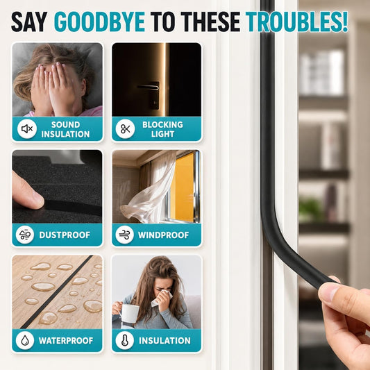 20FT Weather Stripping Door Seal, Self-Adhesive Silicone D-Shaped Seal Strip for Door Frame & Window Gaps, Soundproof Insulation Gap Filler