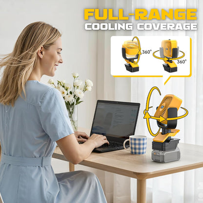 Ecarke 4" Clip Fan Compatible with Milwaukee 18V Battery (Tool Only) 3-Speed Cordless Clip-On Fan with 360° Rotation Low Noise Portable Desk Fan for Camping Jobsite Tent Fishing Outdoor
