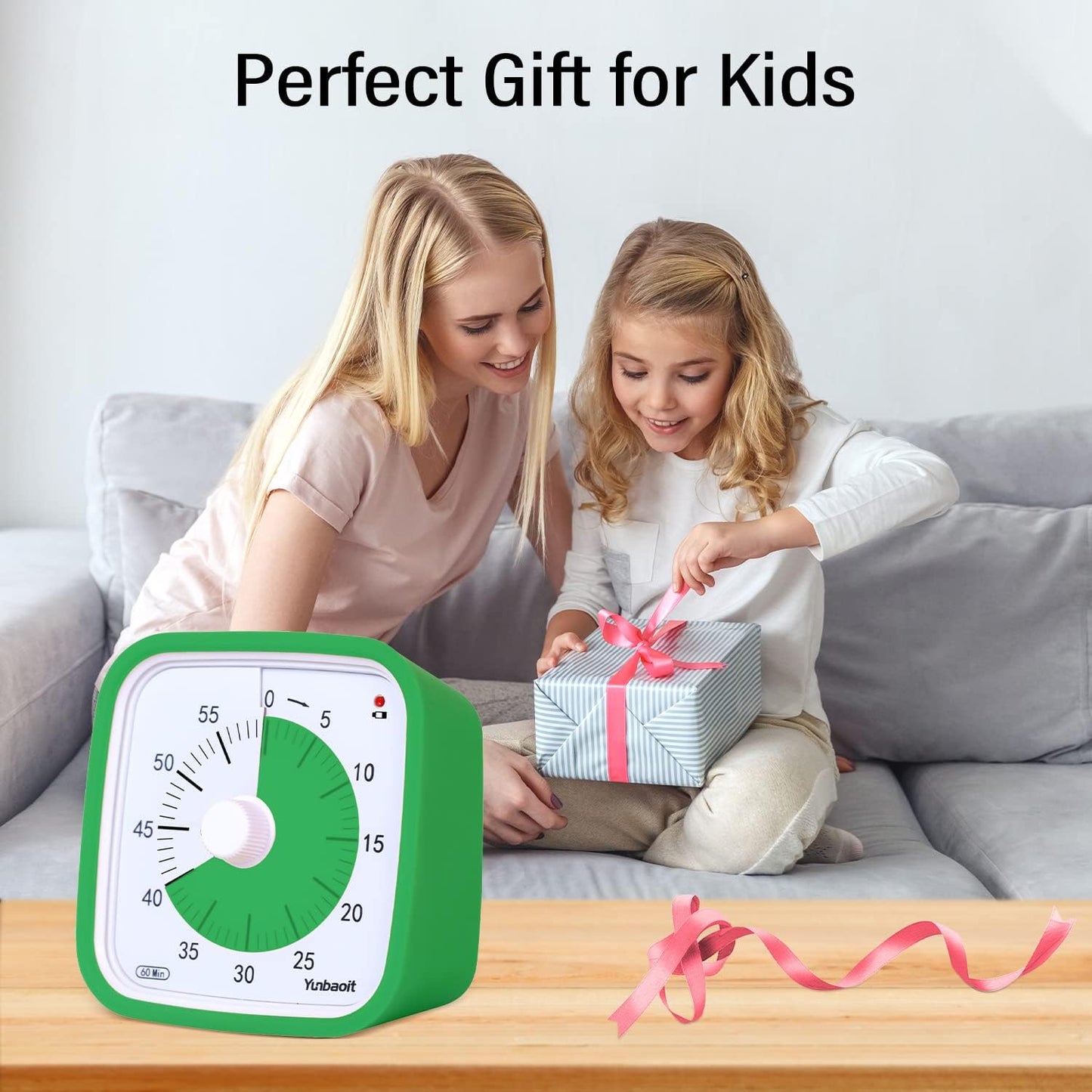 Yunbaoit Rainbow Visual Timer for Kids, 60-min Countdown Timer, Blue | Protective Case, No Ticking, Mute and Ringing Alarm Available, Time Management Tool, Low Power Reminder, for Study,Game,Work