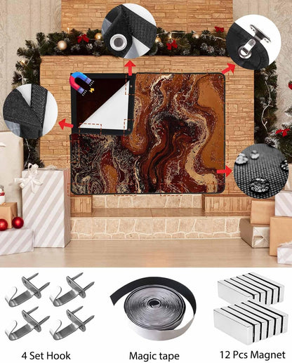 Magnetic Fireplace Cover Sage Green Marble Fireplace Screen Decorative Abstract Fluid Art Insulation Fireplaces Blocker Blanket Save Energy Fireplaces Draft Stopper Covers for Living Room 36x30 Inch