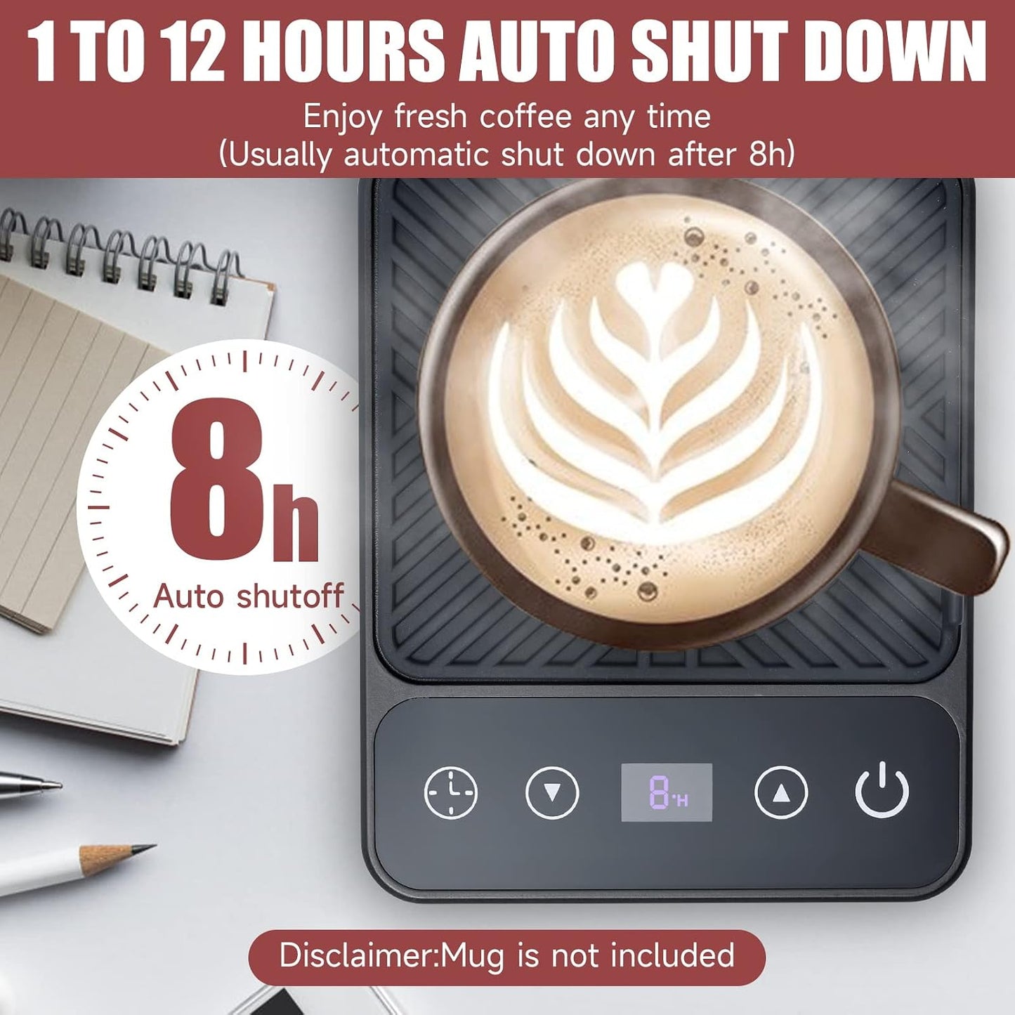 Mug Warmer - Electric Coffee Mug Warmer with Timer,Coffee Cup Warmer for Desk Auto Shut Off,Smart 6-Temperature Control, Coffee Accessories for Coffee Lovers, White | Coffee Cup Warmer for Desk Auto Shut Off,Smart 6-Temperature Control, Coffee