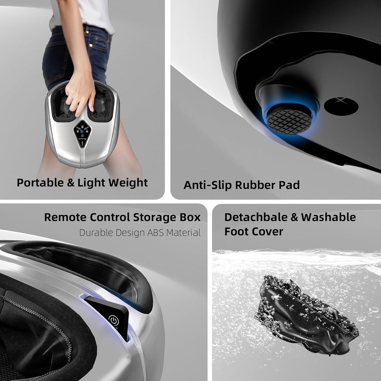 Shiatsu Foot Massager with Heat,Vibration,Air Compression and Deep Kneading for Plantar Fasciitis, Neuropathy,Improve Foot Wellness,Gifts for Women & Men（Black）
