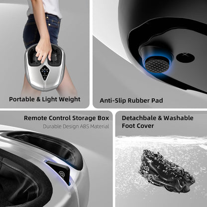 Shiatsu Foot Massager with Heat,Vibration,Air Compression and Deep Kneading for Plantar Fasciitis, Neuropathy,Improve Foot Wellness,Gifts for Women & Men（Black）