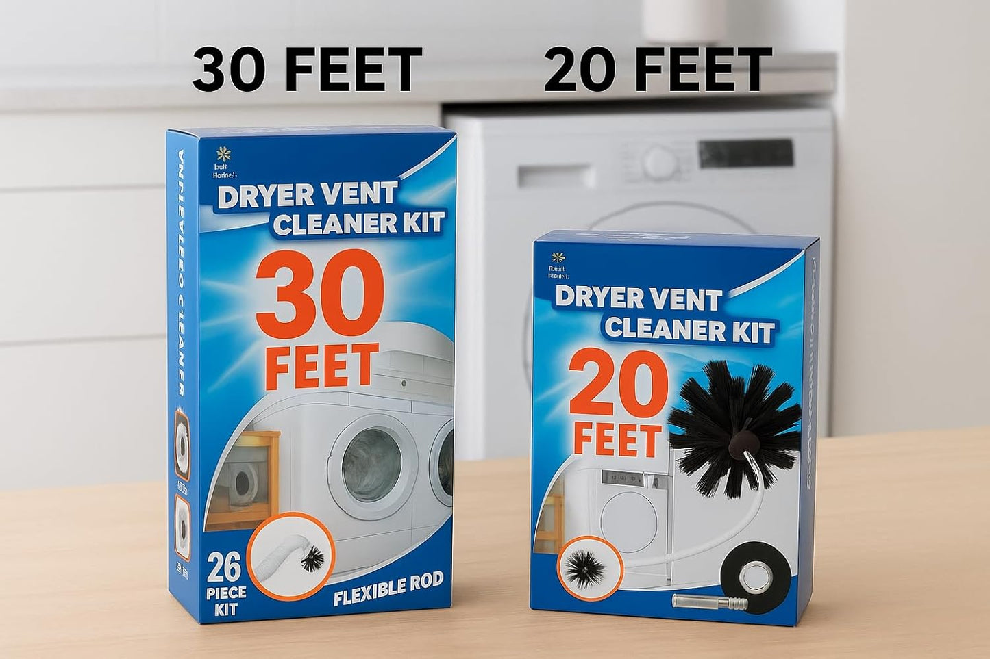 The Professional Dryer Vent Cleaner Kit -(20-Feet) Innovative Lint Remover Reusable Strong Nylon| Flexible Lint Brush with Drill Attachment for Faster Cleaning