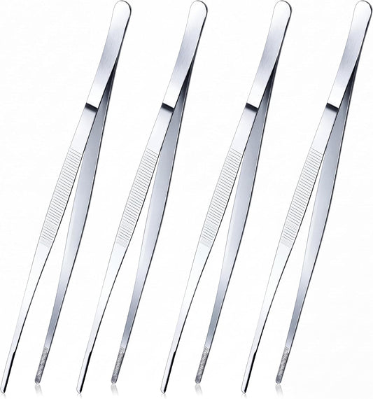 Yaomiao 12 Inch Cooking Tweezers Bar Kitchen Tongs, Silver