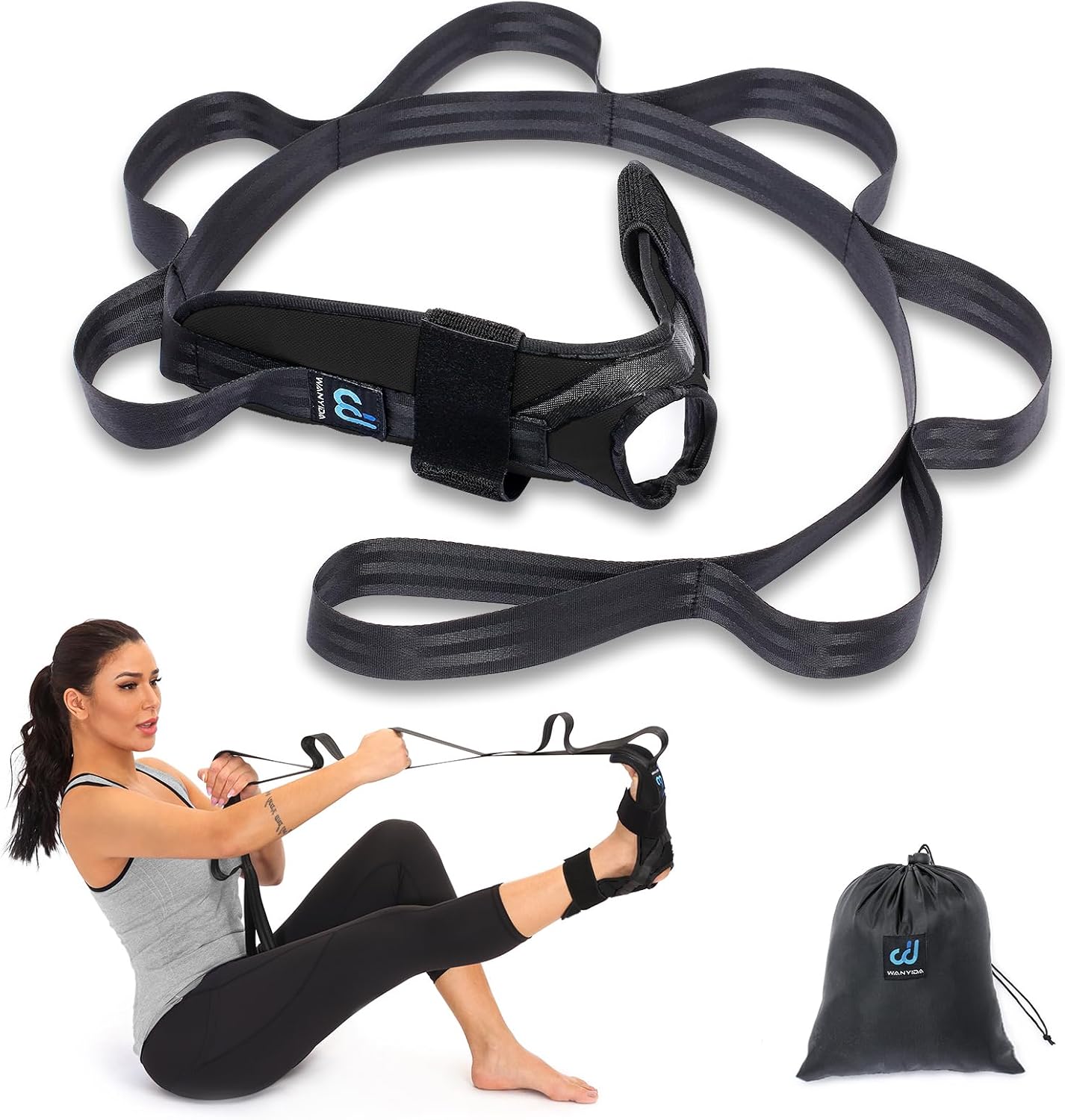 Foot Calf stretcher for Plantar Fasciitis, Achilles Tendonitis, Heel Spurs, Drop Foot. Yoga Stretching Strap for Leg, Thigh and Hamstring (Red)
