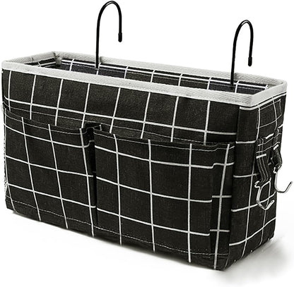 Bedside Caddy Bedside Hanging Storage Basket Multi-Function Organizer Caddy for Bunk and Hospital Beds Dorm Rooms Bed Rails, Can be Placed Glasses Books Mobile Phones（Navy Blue）