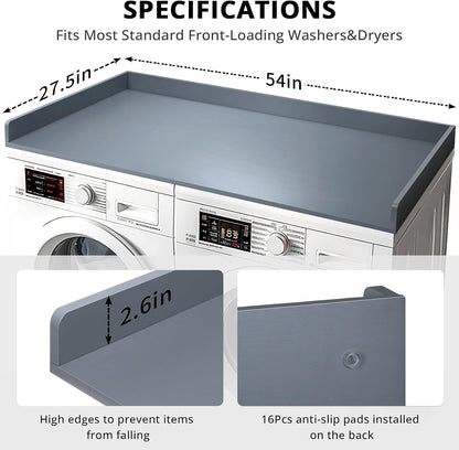 Gashell Washer Dryer Countertop, 27.5" x 54" Bamboo Washer and Dryer Countertop for Laundry Room Organization(Retro Brown)