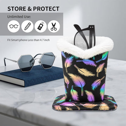 Plush Lined Eyeglasses Holder, Cute Glasses Stand for Women Kids - Colors B