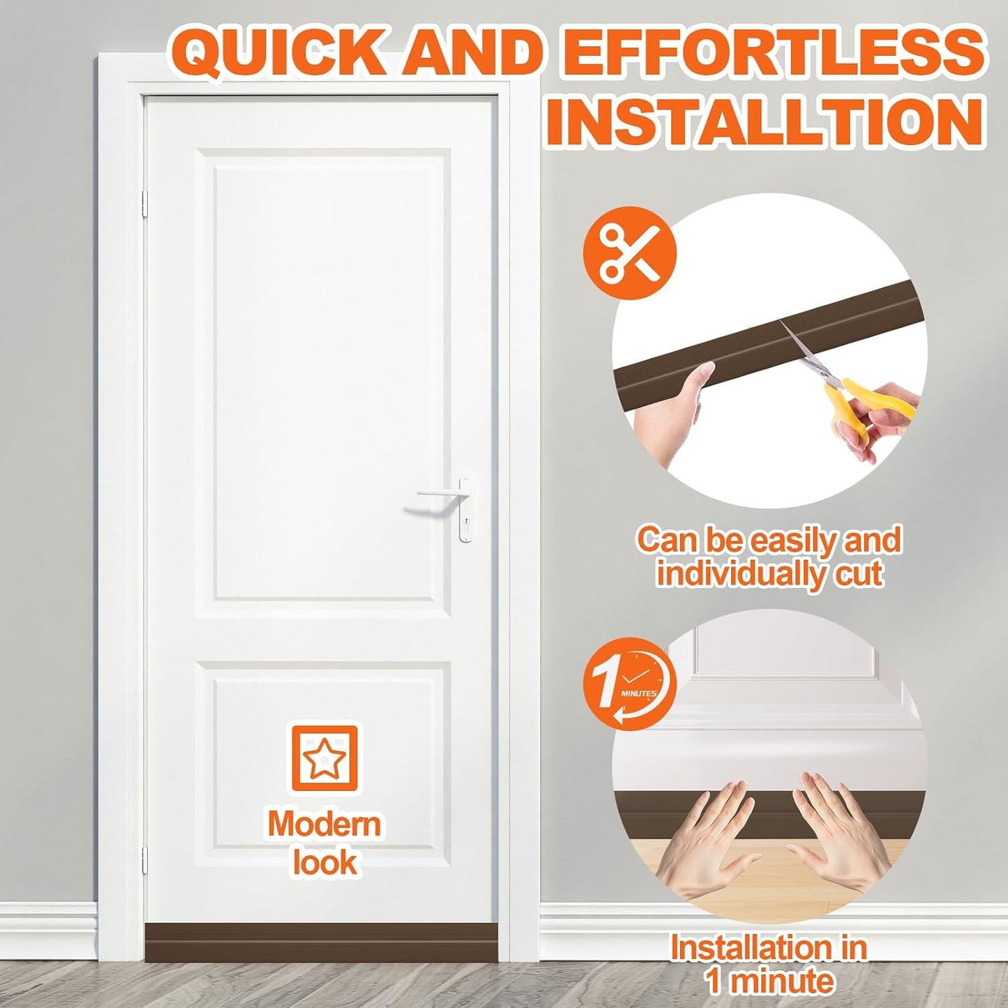 Door Draft Stopper, Door Sweep for Bottom of Door, Weather Stripping Door Seal Gap Filler Bottom Blocker Soundproofing Cold Air Insulation Save Energy Install Quickly Easily (Black, 39‘’)