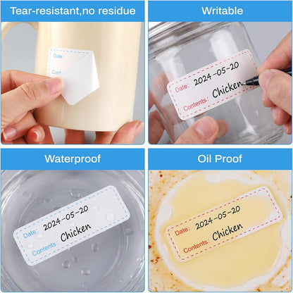 Thboxes 2 Rolls 600 Pieces Removable Freezer Labels, 1 x 3 Inch Food Labels Stickers for Refrigerator and Freezer Food Labeling, Dating Containers, Bags and Jars