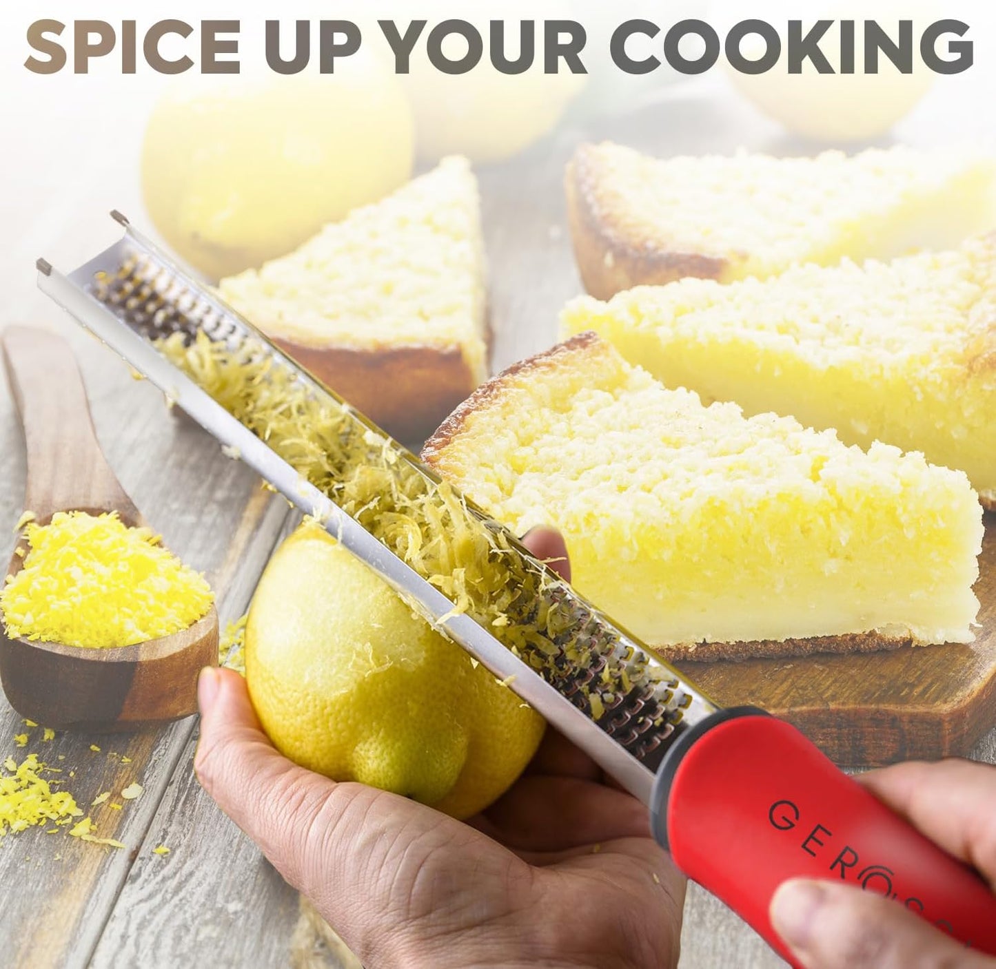 Stainless Steel Cheese Grater & Lemon Zester w/Extra Sharp Blade - Perfect for Lemon, Parmesan, Garlic, Chocolate - Spice Up any Dish in Seconds w/Your Premium Citrus Hand Grater with Handle - Blue