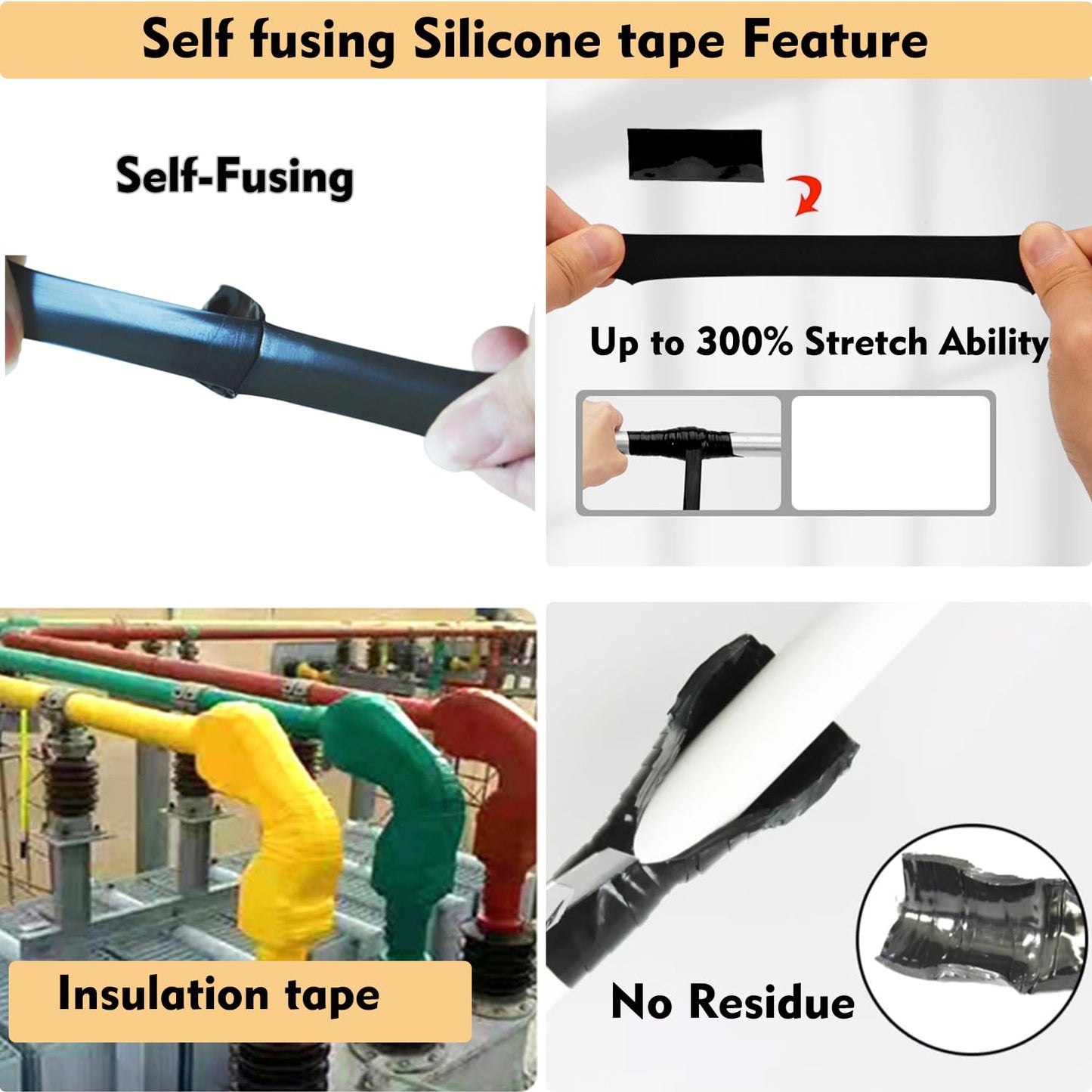 Self Sealing Fusing Silicone Tape,1 in Wide 16.5 Feet Heavy Duty & Leak Proof Rubber Waterproof Hose Tape Pipe for Water Emergency Pipeline Repair Cable Winding Insulating Red