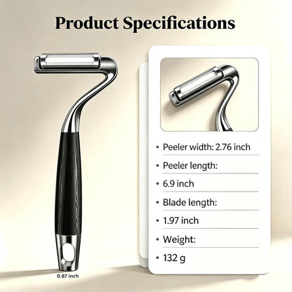 Large Y Veg Peeler, Wide Serrated Stainless Steel Blade Wood Handle | Practical cabbage peeler with built-in potato eye remover, lightweight compact kitchen tool. Ideal gift for home cooking