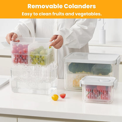 Produce Saver, Fruit Storage Containers Produce Containers Berry Containers with Colanders, 3.8 Cup