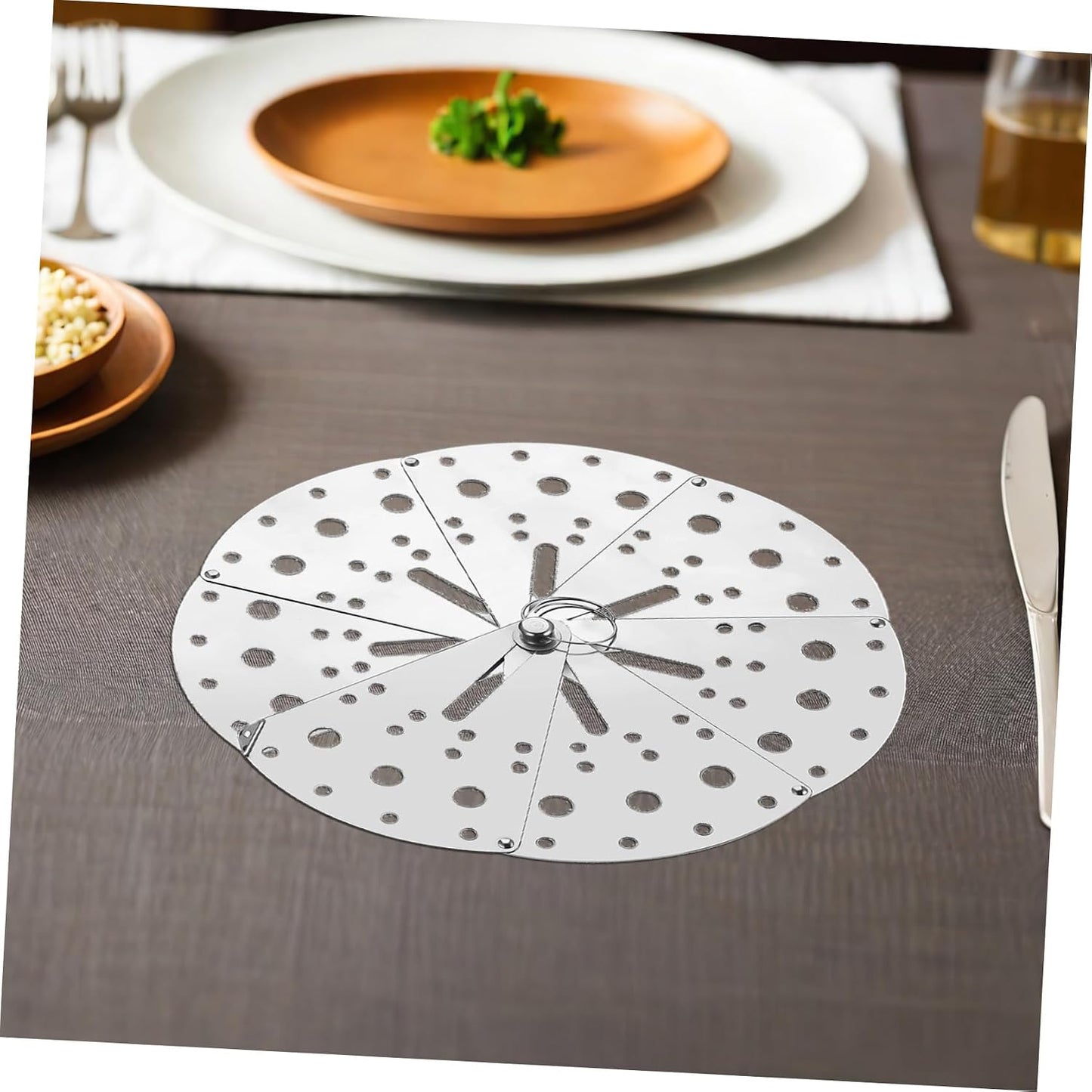 Adjustable Stainless Steel Anti-spill Lid and Overflow Stopper Cover, Multifunctional Strainer Pot Cover with Expandable Size for Kitchen Cooking and Household Use