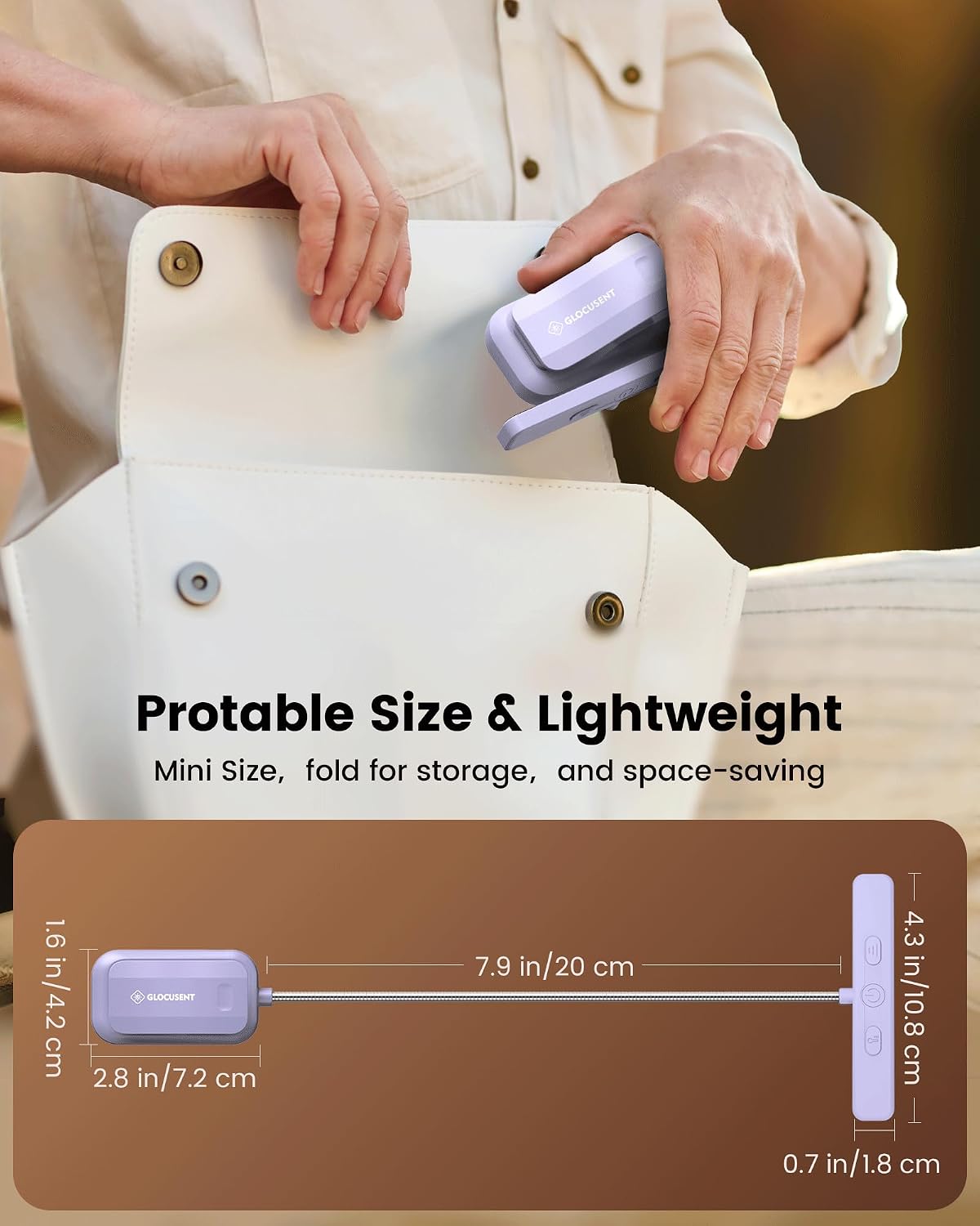 Glocusent 26 LED Reading Lights for Books in Bed, Ideal Gifts for Reader | Rechargeable Book Light, Eye Caring 5 Amber Colors Stepless Dimming, Travel Lightweight Clip-on, Book Lovers Men Women Kids