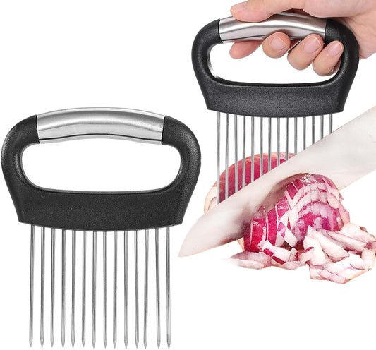 JAYVAR Large Onion Holder for Slicing, 304 Stainless Steel | Large Onion Cutter Vegetable Chopper, Tomato Slicer for Potato, Practical Meat Tenderizer Tool