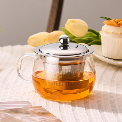 PARACITY Tea Cup with Infuser and Lid, 13 oz Glass Tea Infuser Mug | 13 oz Tea Cup with Lid Glass Tea Infuser Mug Fine-Mesh Strainer Borosilicate Glass Dishwasher Compatible