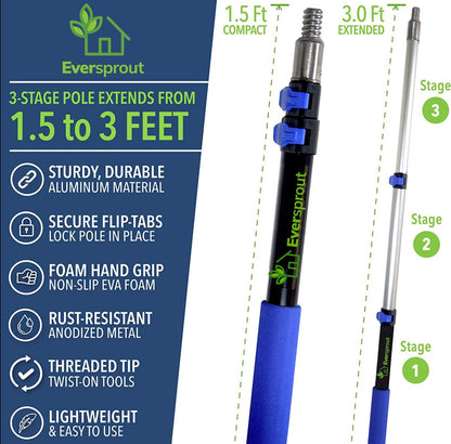EVERSPROUT 1.5-to-3 Foot Grout Brush Scrubber Pro w/Long Handle Pole | Stiff V-Shape Bristles Built for Corners & Tough Grime | Swivel Design Cleans Shower Tile, Kitchen, Bathroom, Outdoor Concrete