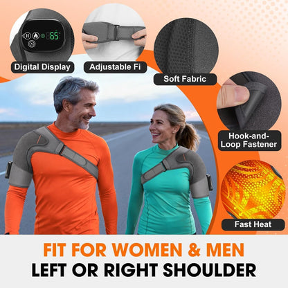 Cordless Shoulder Heating Pad with Massage for Pain Relief Deep Tissue | Enlarged Shoulder Massager, 5 Temperature and 3 Timer Settings, 5 Massage Modes Heated Shoulder Wrap for Women and men