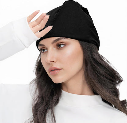 Cotton Light Blocking Night Cap Slouchy Blackout Eye Cover Mask Travel Nap Beanie Deep Sleep Hat Breathable Blindfold Skull Cap for Men Women Elderly Postpartum Warm Windproof Sleep Hat