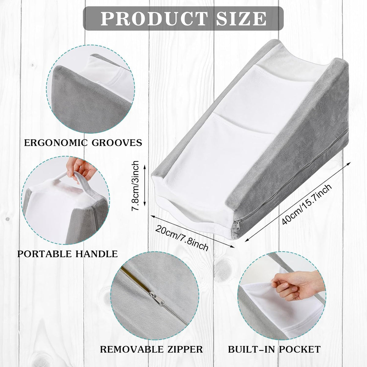 Buryeah Dark Gray Arm Elevation Pillow 2 Pocket, Plush Material