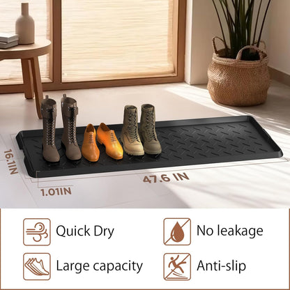 Extra Large Heavy Duty Boot Natural Rubber Shoe Mat for Entryway with Shoes Brush Large Boot Mat Multi-Purpose for Indoor or Outdoor, 16.1x 47.6 Inches