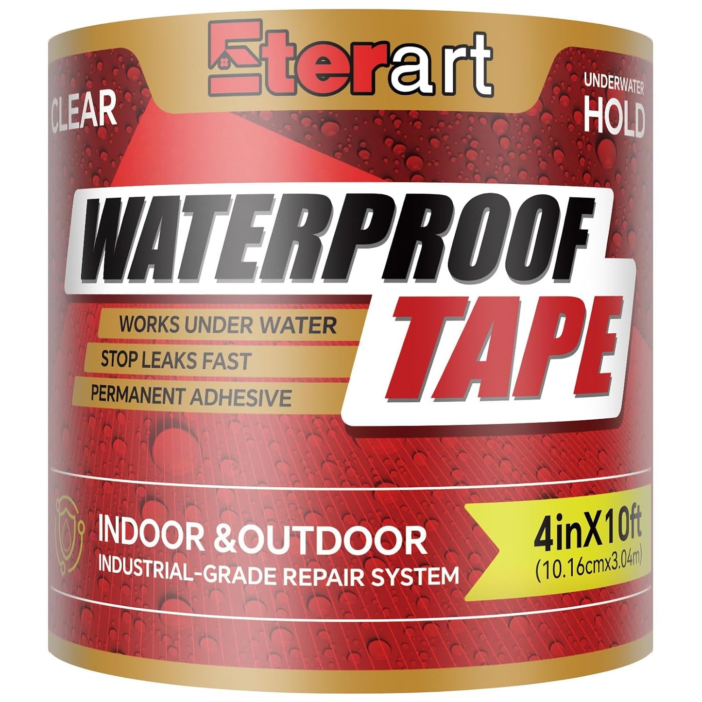 Waterproof Tape Black, Seal Repair for Roofs, Pool Liners & Pipes, 4"x10FT | Heavy Duty Rubberized Active Leaks, - All-Weather Emergency Patch Tool for Homeowners & Campers, Easy to Apply, Durable
