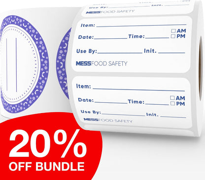 MESS Dissolvable Food Labels for Containers 1x2/2x2 400 Blank Kitchen Labels - Food Storage Labels - Removable Freezer Labels - Dissolvable Labels for Food Containers