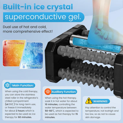 Plantar Fasciitis Relief Massager with Ice Roller, Foot Massager Use Cold Therapy & Reflexology Design for Circulation and Instant Neuropathy Pain Relief, Reduce Foot Swelling for Daily Foot Health