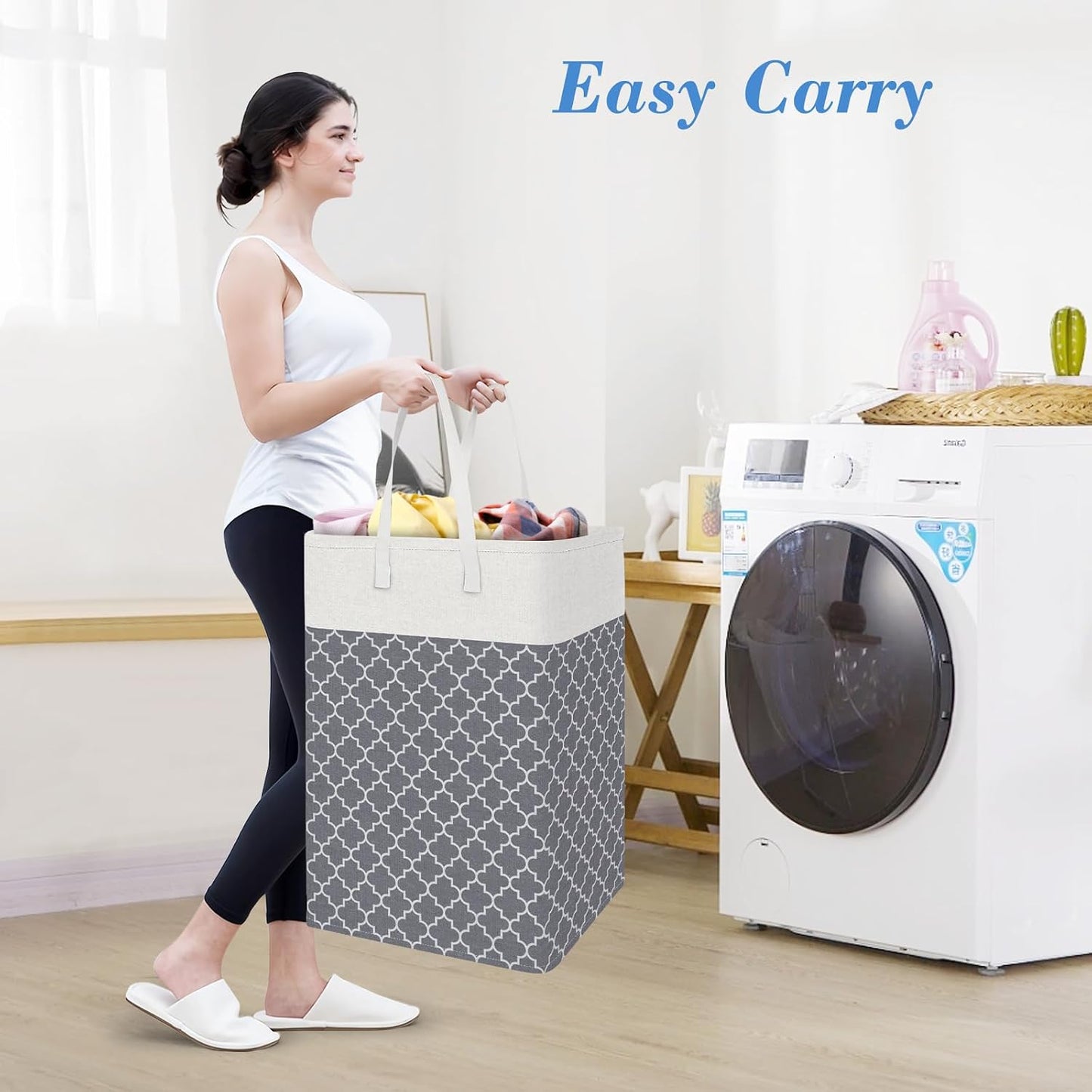 BlissTotes 3-Pack Laundry Basket, Collapsible Laundry Hamper, Grey, 75L | Laundry Clothes Hamper, Hampers for Bedroom, Freestanding Hamper with Handles, Clothes Laundry Basket