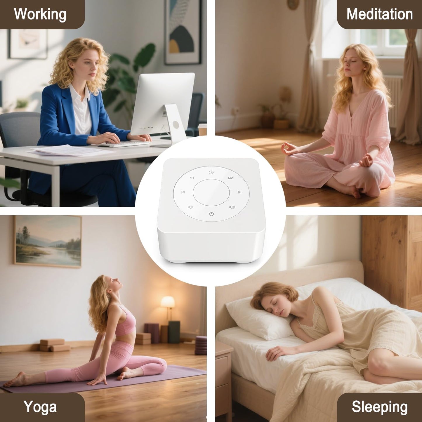 White Noise Sound Machine, Noise Machine for 20 Soothing Sounds, 2 Customizable Shortcut Buttons, Timer, Memory Function, USB-A Cable Included (Battery&Adapter NOT Included)for Baby, Kids&Adult(Black)