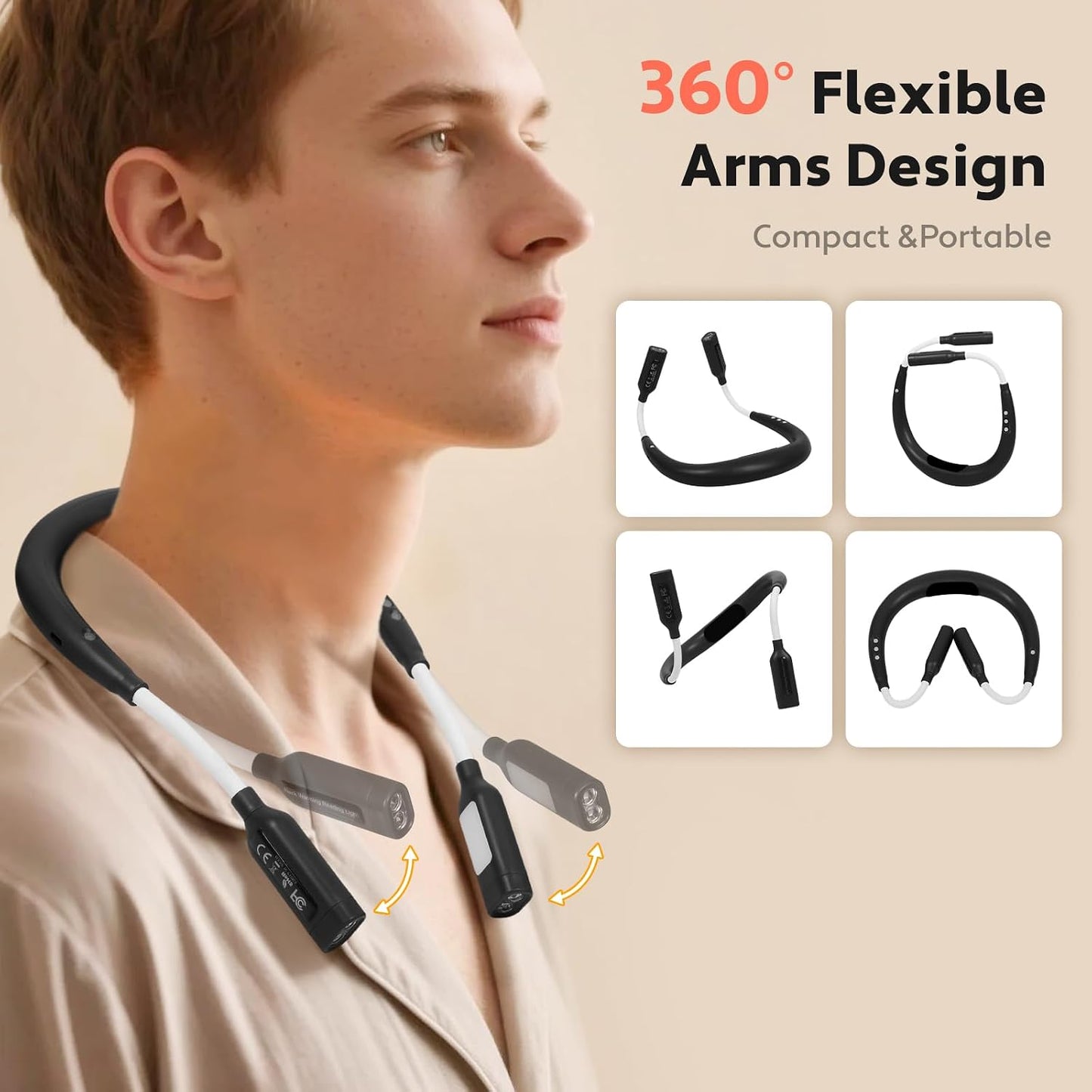 Neck Reading Light LED Brightness Rechargeable Bendable Book Lamp for Reader Lover in Bed Knitting Camping Repairing Gifts Orange