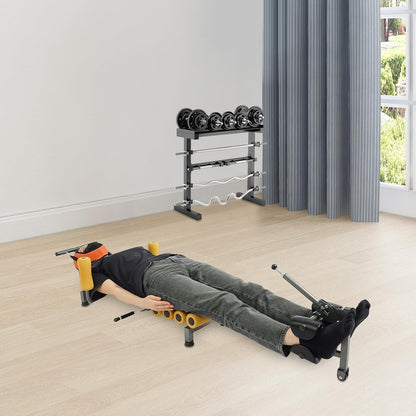 Inline Back Stretch Bench with Cervical Traction, Back Stretcher, Lumbar Decompression Table, Weight Capacity 330 lbs, for Relieve Lumbar Pain.