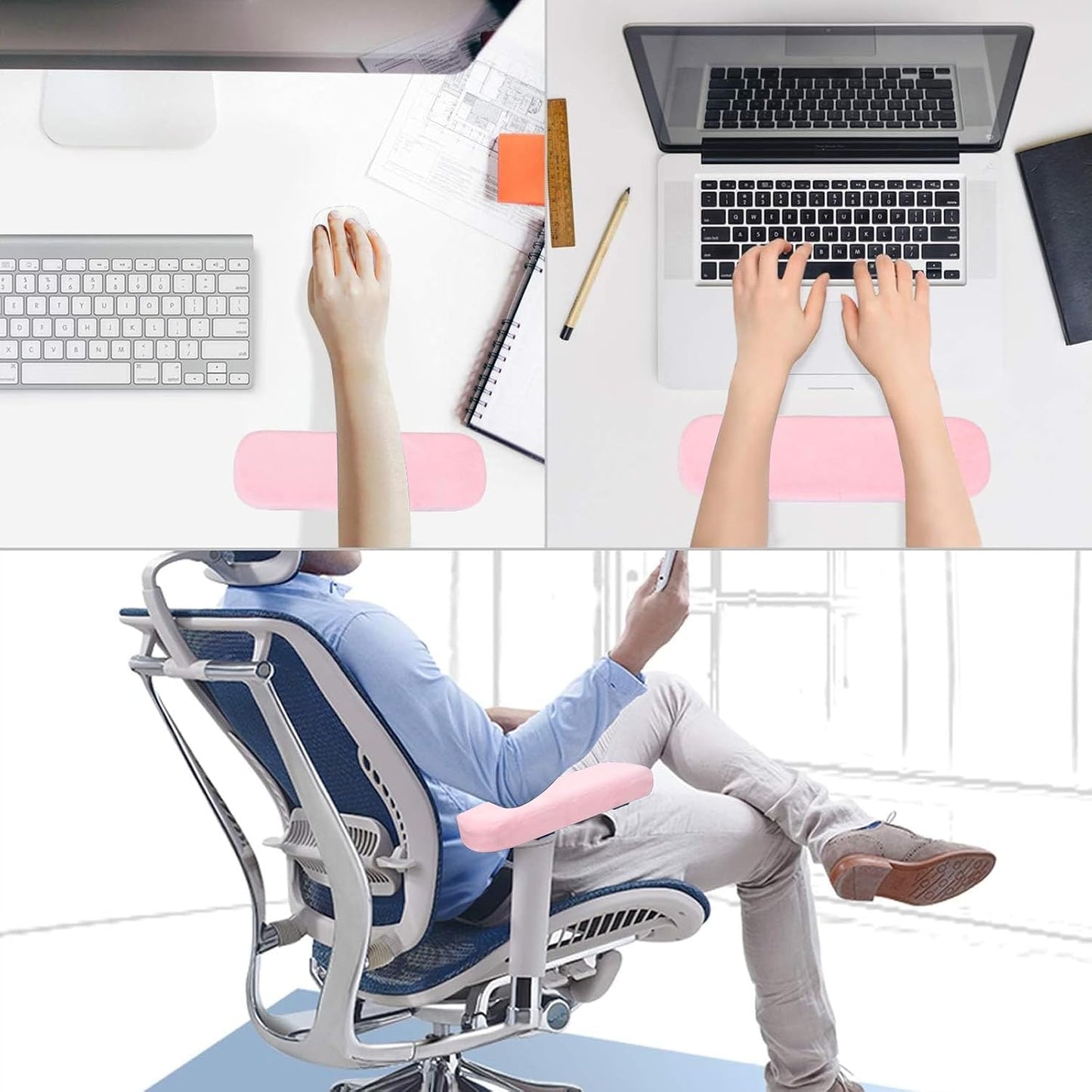 MOSISO Chair Armrest Pads, Home/Office Chair Arm Rest Covers, Black | 2 Pack Memory Foam Comfy Computer Gaming Elbow Cushion, Removable Washable Elbow, Support Forearm Pressure Relief