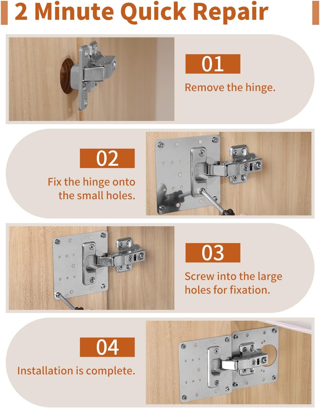 20PCS Upgraded Cabinet Hinge Repair Plate FOGZUVR Durable for Cabinet Doors | 100K Cycle Stainless Steel Door Hinge Mounting Plate Stainless Steel Rustproof Fix Loose Doors with Screws Bulk Easy Install