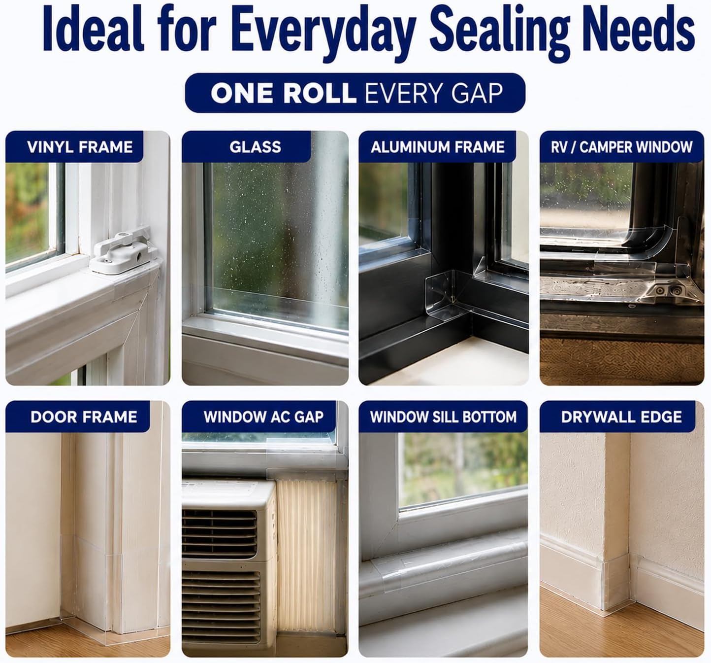 SWRT Window Sealing Tape, 3 in x 33 ft, 20 Mil Thick, Weather Sealing Tape | Blocks Hot Air & Drafts; 20 Mil Heavy-Duty Seal; 3 in Wide Gap Coverage; Clean Seasonal Removal; Easy Cut-and-Press Use