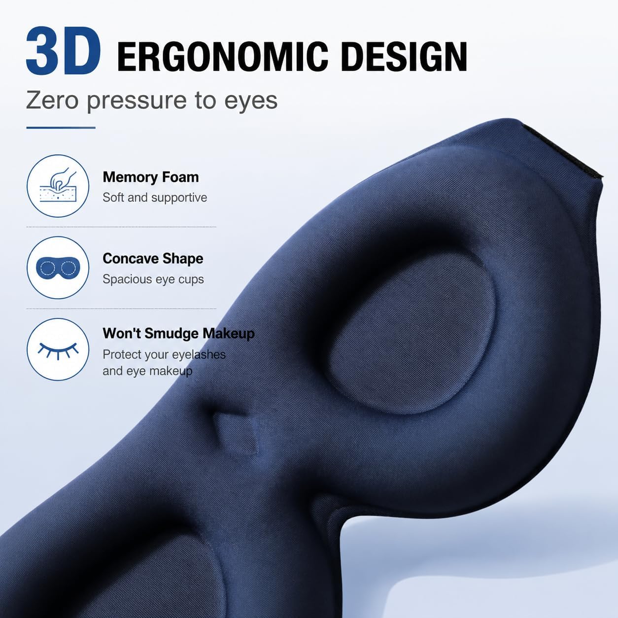ALASKA BEAR Memory Foam Sleep Mask, Contoured Eye Cups for Women Men, Blue | Soft 3D Blackout Eye Mask for Sleeping, No Pressure on Eyelids and Eyelashes Protection, Earplugs Set