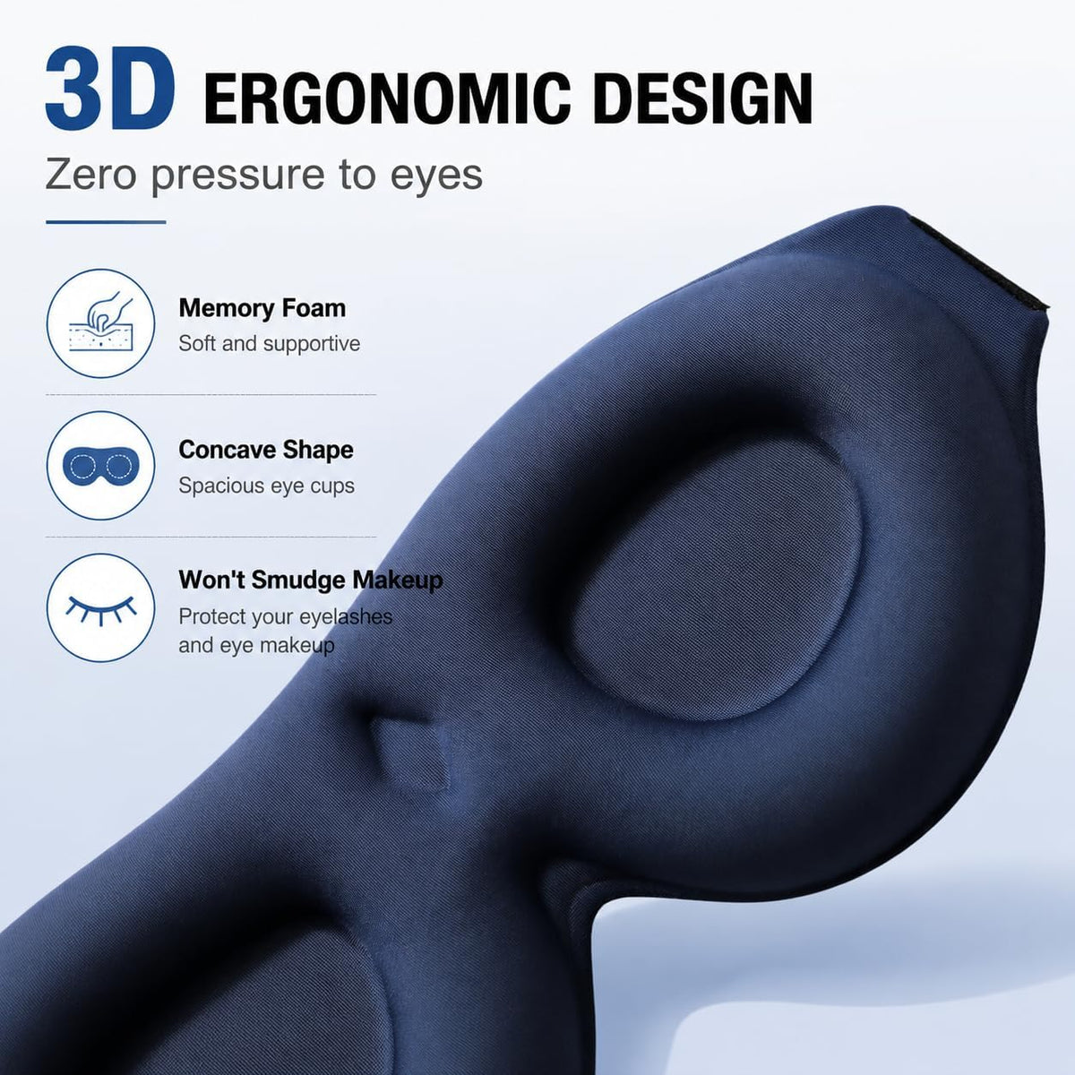 ALASKA BEAR Memory Foam Sleep Mask, Contoured Eye Cups for Women Men, Blue